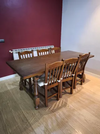 Mesa comedor madera maciza + 6 sillas