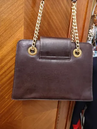 Bolso de hombro piel auténtica marrón