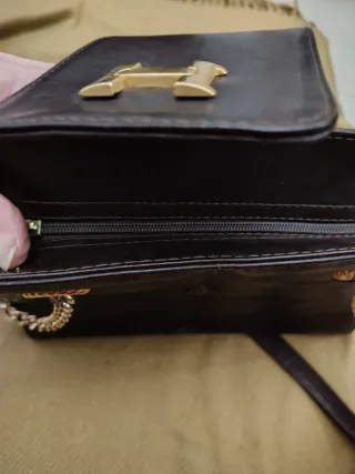 Bolso de hombro piel auténtica marrón