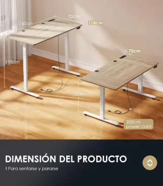 Escritorio Elevable Eléctrico 160x70