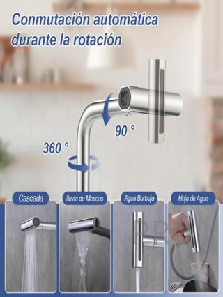 Grifo cocina extraíble Inox giratorio 360° gris acero