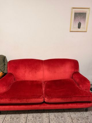2 Sofás de 2 plazas rojos de terciopelo