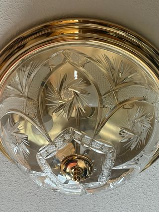Lámpara plafón cristal de bohemia dorada
