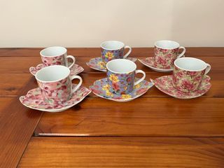Juego de 6 tazas de café de porcelana
