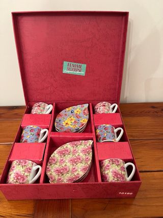 Juego de 6 tazas de café de porcelana