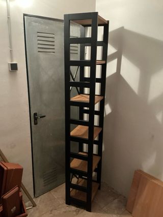 Estantería Metálica y Madera Negra/Marrón