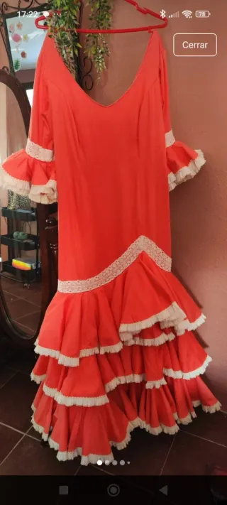 Vestido Flamenca Coral Volantes