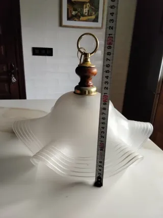 Lámpara colgante cristal y madera