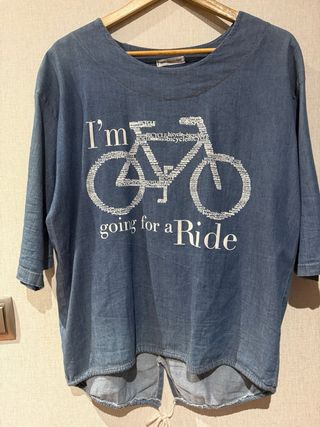 Camisa vaquera con estampado de bicicleta