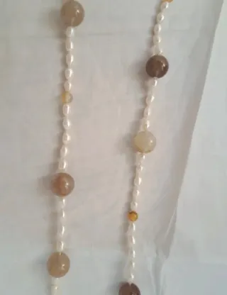 Collar Perlas Cultivadas y Cuarzo Rutilo