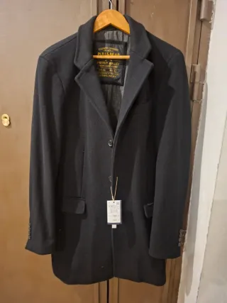 Abrigo Gabardina Negro Pull&Bear Talla L
