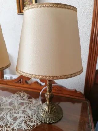 2 Lámparas Bronce Vintage Mesita Noche