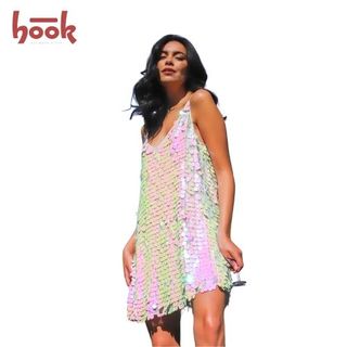 Vestido Blanco Mini Fluido con Lentejuelas Zara