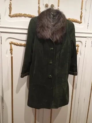 Abrigo piel mujer talla 44 verde