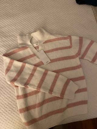 Jersey Mango rayas rosa y blanco