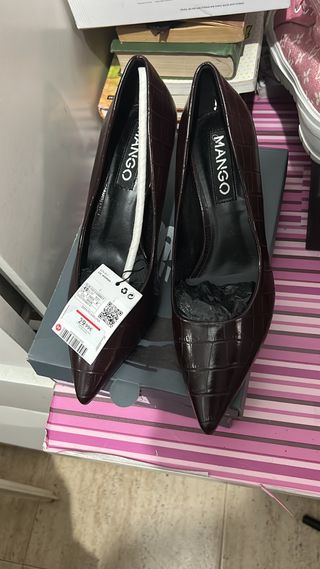 Zapatos Mango Talla 40 Marrón Cocodrilo