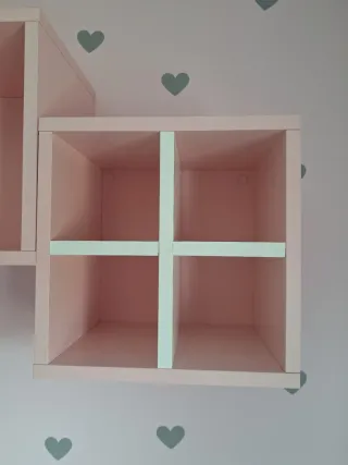 Pack 3 estantes cubo rosa madera