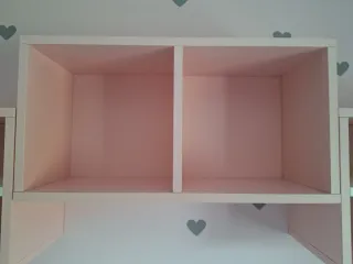 Pack 3 estantes cubo rosa madera