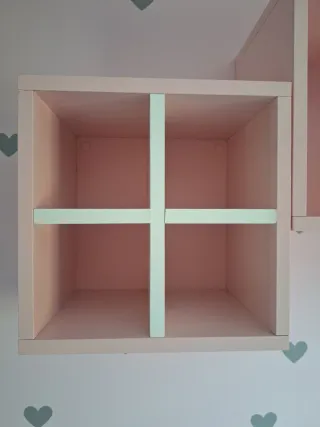 Pack 3 estantes cubo rosa madera