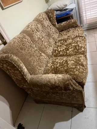 Sofá de 3 plazas en tela y terciopelo