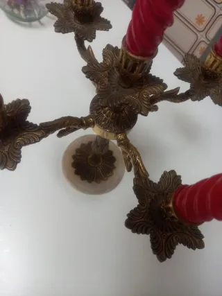 Candelabros Bronce y Reloj Consola Bronce