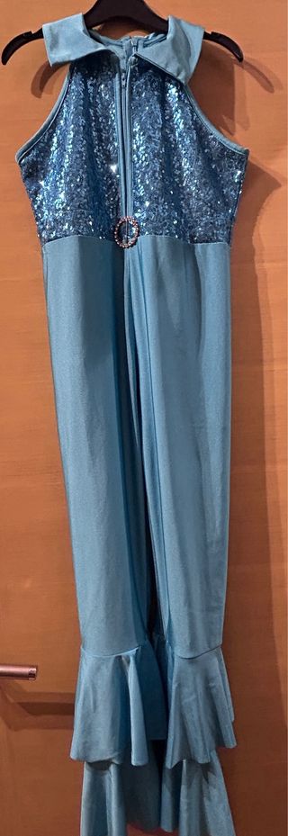 Disfraz niña disco lentejuelas azul 130-140cms