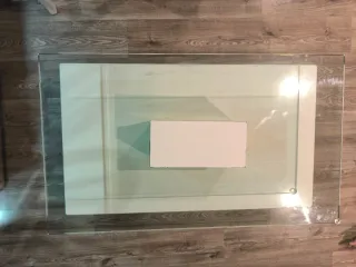 Mesa de centro cristal y madera