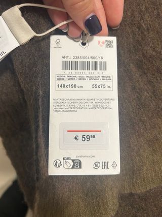 2 Mantas de Zara Home suave rayas (precio x/unid)