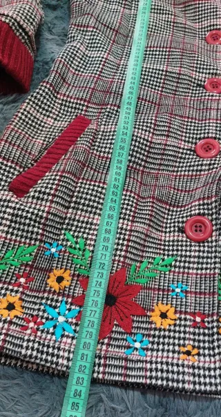 Cappotto donna fantasia plaid con fiori