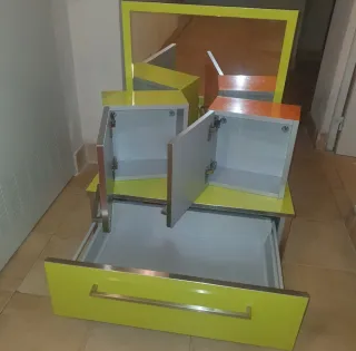 Conjunto Muebles Baño Verde Pistacho/Naranja