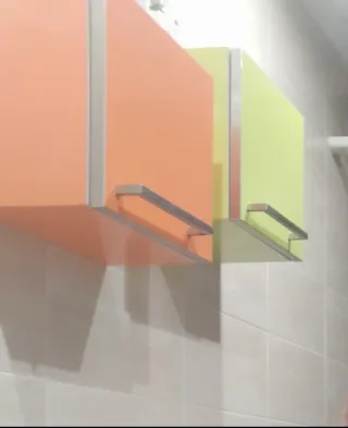 Conjunto Muebles Baño Verde Pistacho/Naranja