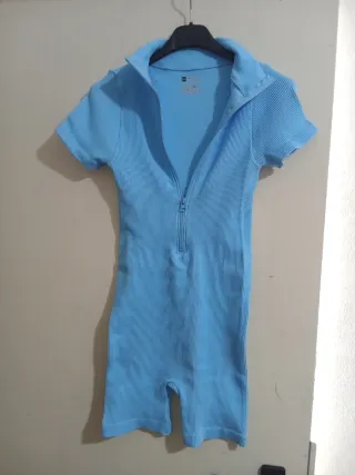 Mono corto canalé azul talla s/m