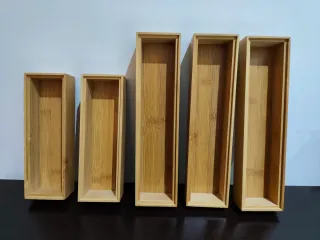 Lote 5 cajas apilables madera Bambú