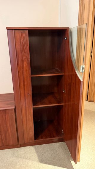 Mueble TV madera y cristal