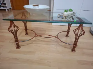 Mesa Centro Hierro Forjado Cristal