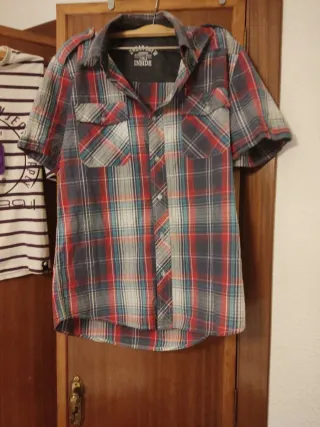 Camisa a cuadros manga corta