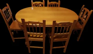 Mesa de comedor ovalada con 6 sillas