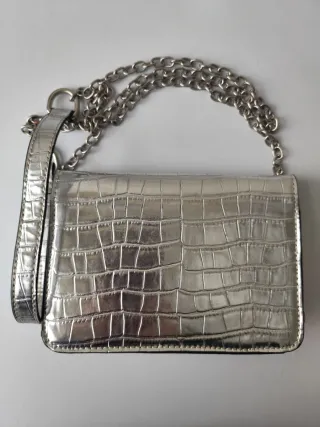 Borsa argento effetto coccodrillo