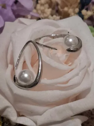 Pendientes perla ovalados plata
