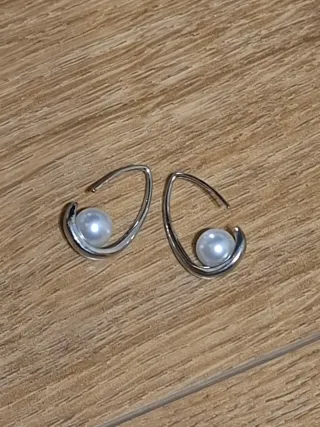 Pendientes perla ovalados plata
