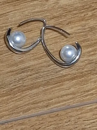 Pendientes perla ovalados plata