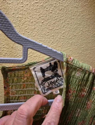 Vestido largo hippie verde estampado