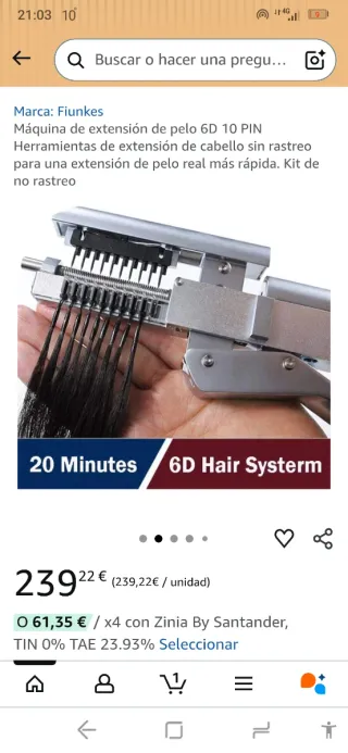 Máquina extensión pelo 6D 10 PIN Fiunkes