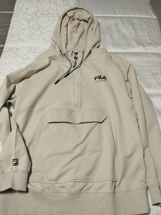 Sudadera Fila Beige con Capucha y Bolsillo