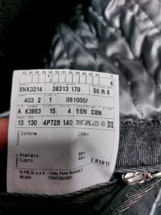 Cappotto uomo grigio tg.50 Manca l'imbottitura