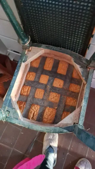 Silla vintage ratán y madera