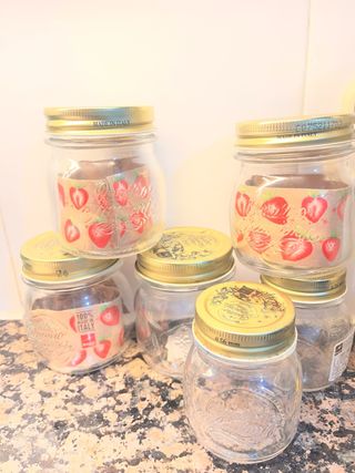 6 Vasos de Cristal con Tapa Dorada