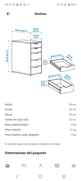 Cajonera Alex Ikea Blanca, sólo venta en persona.