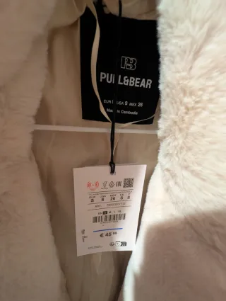 Abrigo blanco crema Pull&Bear Talla S