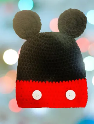 Gorrito bebé Mickey Mouse negro y rojo